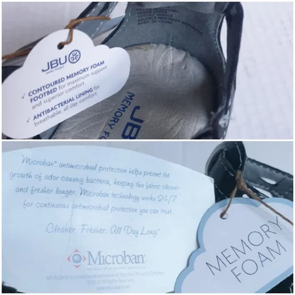 JBU Wm Melon Black Memory Foam Vegan Cutout Leather Sneakers Velcro T-Strap 7.5 - Picture 10 of 16